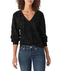 Lucky Brand Charcoal Heather Blouson Sleeve V-neck Pullover Sweater